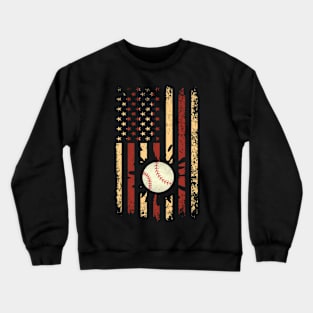 Men Vintage US American Flag Baseball 4th Of July Boys USA Crewneck Sweatshirt